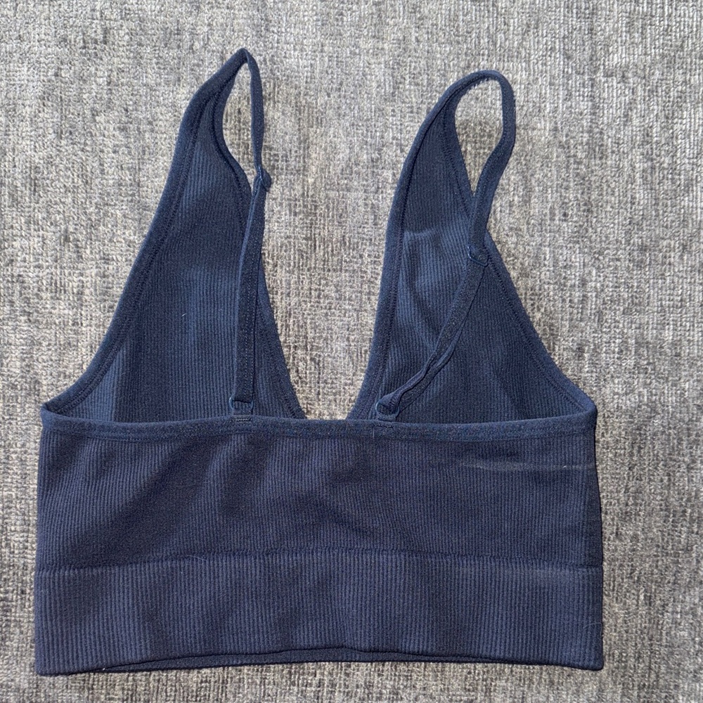 Garage Deep Blue Ribbed Sports Bra - Picture 3 of 3
